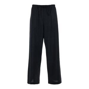 Tonywack Men Black Pants With Drawstring Waist In Wool Blend Man